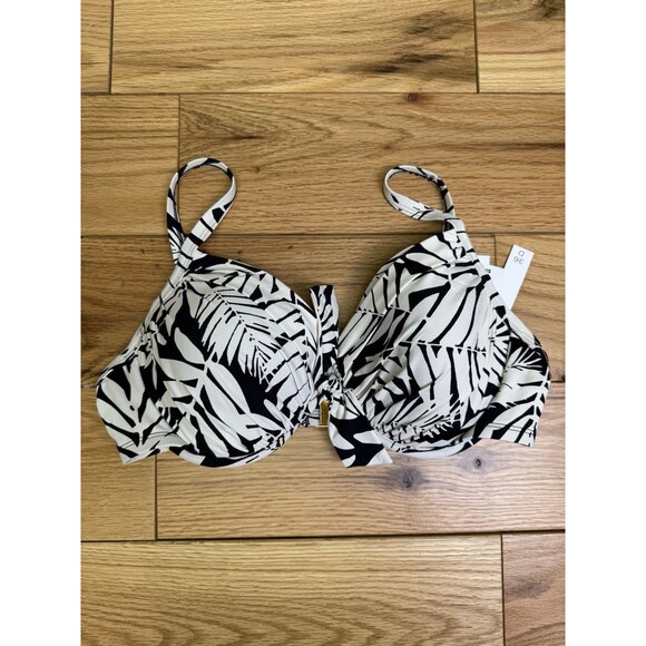 BLEU Rod‎ Beattie Padded Swimsuit Black & White Palm Leaf Top ONLY 36D *New Tags - Picture 1 of 14